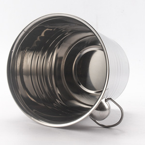 Leasylife Bình đựng đá hình tròn bằng thép không gỉ Thùng đựng bia hình khối Thùng đựng nước đá bằng kim loại bình đựng nước đá Sâm banh rượu vang có tay cầm bằng đồng - Product Image 4