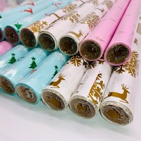 Papier de Soie Synthétique Double Face Anti-Humidité 17gsm/22gsm pour Emballage Cadeau de Noël de Luxe, Motifs Festifs d'Arbres, Taille Personnalisée