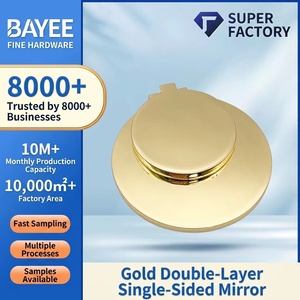 Custom Round Compact <b>Mirror</b> Bright Gold Plated Double Sided Foldable Pocket Makeup <b>Mirror</b> Portable Travel Cosmetic Hand <b>Mirror</b> - Product Image 1