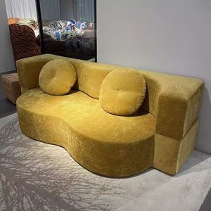 Luxury Backrest Orange Fabric Bed for Living Room Hotel Dual-use Furniture Sets Can Be Compressed - Product Image 1