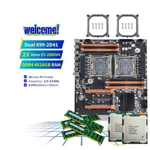 Nuevo Kit de placa base de escritorio PANDL NVMe M2 Combo Dual Xeon E5 2686 V4 <span class=keywords><strong>DDR4</strong></span> 4X16GB RAM 2686v4 X99 placa base CPU Dual - Product Image 1