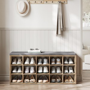 <span class=keywords><strong>VASAGLE</strong></span> Meuble de rangement pour couloir et chambre à coucher, 15 compartiments ouverts, étagère à chaussures, <span class=keywords><strong>banc</strong></span> à chaussures avec siège - Product Image 1