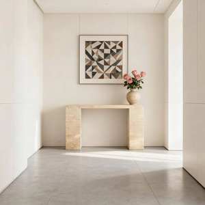 <span class=keywords><strong>Table</strong></span> <span class=keywords><strong>Console</strong></span> en Travertin Beige Clair Moderne, <span class=keywords><strong>Table</strong></span> d'Entrée en Pierre Naturelle, Meuble de Salon - Product Image 5