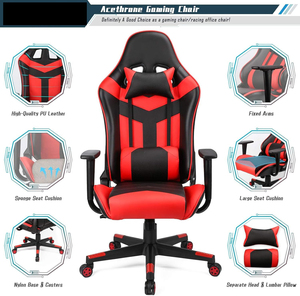 Silla Gamer Giratoria Roja Más Vendida, Silla de Oficina para Videojuegos, Soporta 400 Libras, Silla para Adultos con Respaldo Alto y Reposapiés - Product Image 4