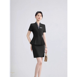 Hotel Receptionist Grey Business Uniform Suit Summer Short Sleeve Women's Workwear Commute - Product Image 3
