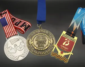 Customisable cheap personalized logo design enamel medallions custom 3d zinc alloy badminton sports medals
