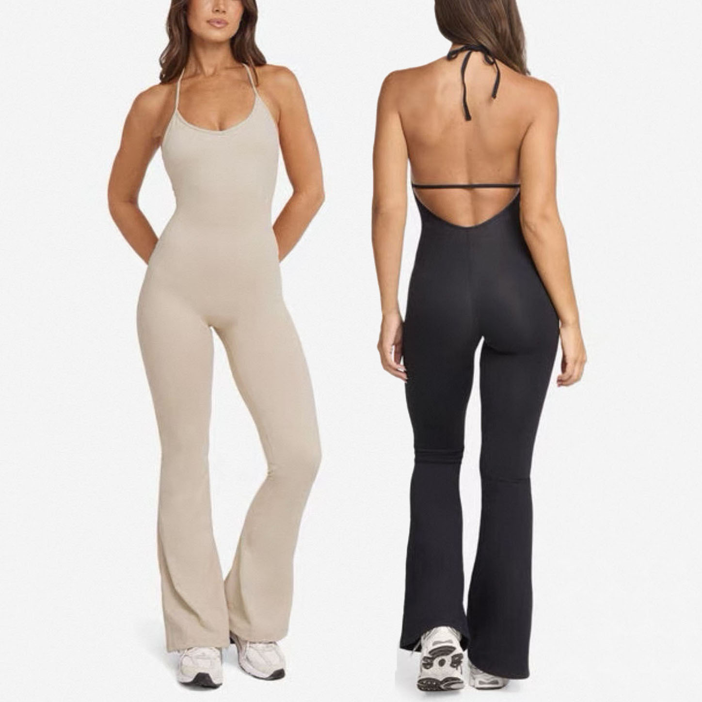 Halter Beauty Back Quick Dry Yoga Jumpsuits Women High Stretch Breathable Sports Jumpsuits