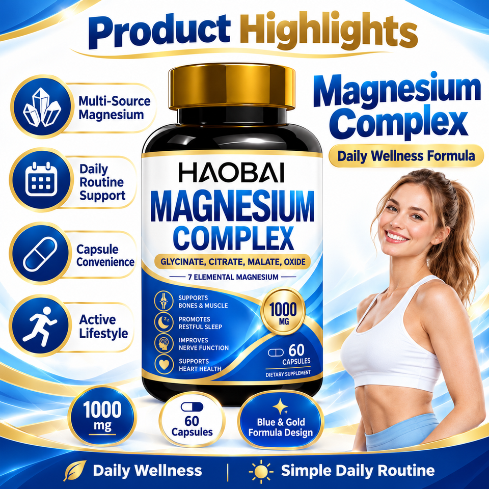 Magnesium Vitamin Capsules 1000mg Glycinate Citrate Malate Oxide 60 ...