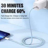 Câble de charge rapide et de transmission de données tressé Type-C 60W pour téléphones mobiles iPhone avec connexion d'appareil