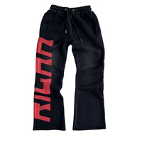 Pantalons de style streetwear pour homme en coton ample, brodés, lavés en couleur, avec impression dégradée - Jogging et pantalons pattes d'éléphant