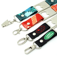 Porte-clés ouvre-bière en polyester personnalisé en gros avec crochet de logo d'impression par sublimation accessoire ouvre-bouteille tour de cou