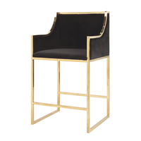 Tabouret de Bar de style européen moderne, comptoir avec dossier haut, en acier inoxydable doré, pour la maison, le Restaurant, la bistrot