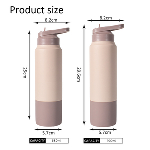 Houroffer flacon en métal isolé sous vide à double paroi avec logo personnalisé bouteille d'eau potable sportive à large ouverture - Product Image 5