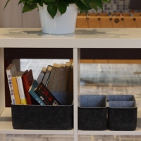 Juego de Cajas de Almacenamiento de Fieltro de Cuatro Piezas, Organizador de Cajones Moldeado Integrado con Contenedores Extraíbles para Escritorio y Armario