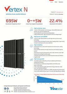แผงโซลาร์เซลล์ Trina Solar Vertex N Type Bifacial Dual Glass Module รุ่น TSM-NEG21C.20 กำลังไฟ 670w 675w 680w 685w 690w 695w สำหรับระบบโซลาร์เซลล์ - Product Image 3
