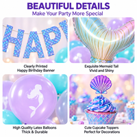 Ensemble de ballons sirène personnalisés, décorations de fête sur le thème de l'océan, ballons en feuille d'aluminium en forme de queue de sirène, ballons en latex pour fille