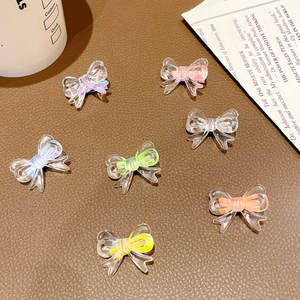 Nouveauté <span class=keywords><strong>2022</strong></span> : Mini-barrettes transparentes colorées style coréen avec petit nœud – Accessoires mignons pour <span class=keywords><strong>cheveux</strong></span> pour femmes - Product Image 2