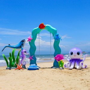 Patung Hidupan Laut Akuarium Fiberglass Karang Bintang Laut Tanaman Air Kura-kura Resin Lumba-lumba Hiu Ubur-ubur Perlengkapan Tema Bawah Air - Product Image 1