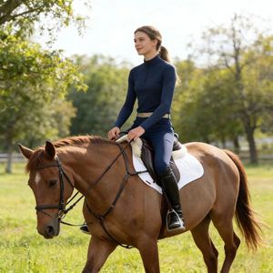 กางเกงขี่ม้าแบบเต็มตัวสำหรับผู้หญิง - ไนลอนผสมสแปนเด็กซ์ พร้อมคุณสมบัติป้องกันแบคทีเรีย ทรงเอวกลาง ซิปเสริมซิลิโคนที่กระเป๋า สำหรับขี่ม้า - Product Image 2