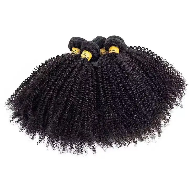 Premium natural black weave bundles 9A brazilian human virgin hair afro coil kinky curly