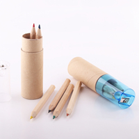 Lot de 6 crayons de couleur miniatures, boîtes en bois demi-taille avec 6 couleurs, crayons de couleur de qualité supérieure