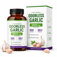 Gélules d'ail inodores extra-fortes 10000mg équivalent 5000mcg d'allicine pour le soutien cardiaque et immunitaire, marque privée, 100 unités