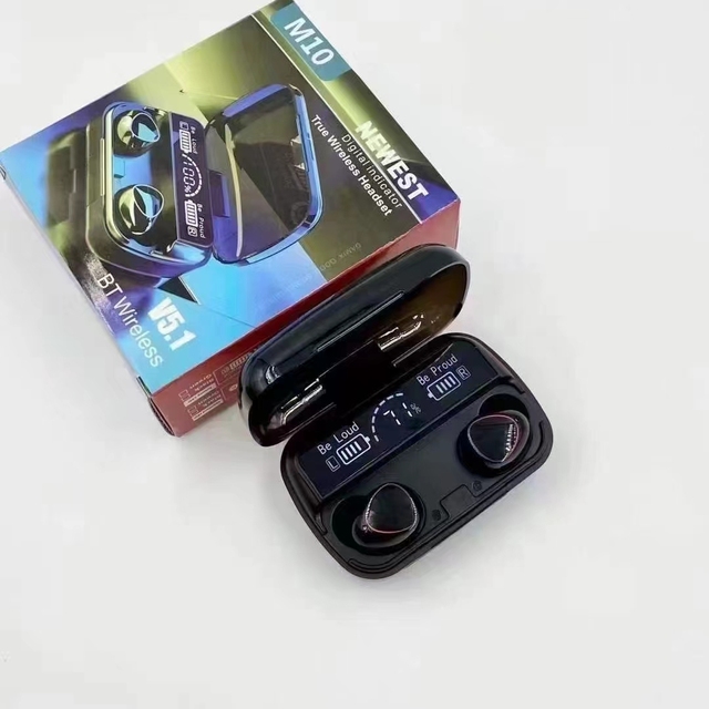 Big Promotional Products in Ear Gaming Earphones Wireless Stereo Headphone Tws M10 Led Display 600mah Charging case Earbuds