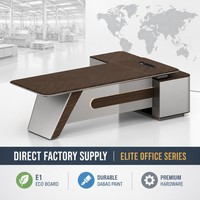 Bureau de direction intelligent de luxe avec charge sans fil, texture 3D, table de bureau Taiho Paint E1 Grade, mobilier de direction