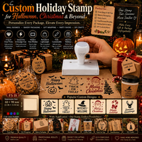 Stempel Flash Fotosensitif Plastik dengan Alamat dan Logo Kustom 3 Ukuran untuk Kemasan Kantor Bisnis Hadiah Natal Halloween