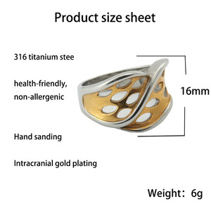 European American Style <b>Titanium</b> Steel Hollow <b>Ring</b> Geometric Retro Punk Two Tone Unisex Fashion Jewelry 290113 - Product Image 2