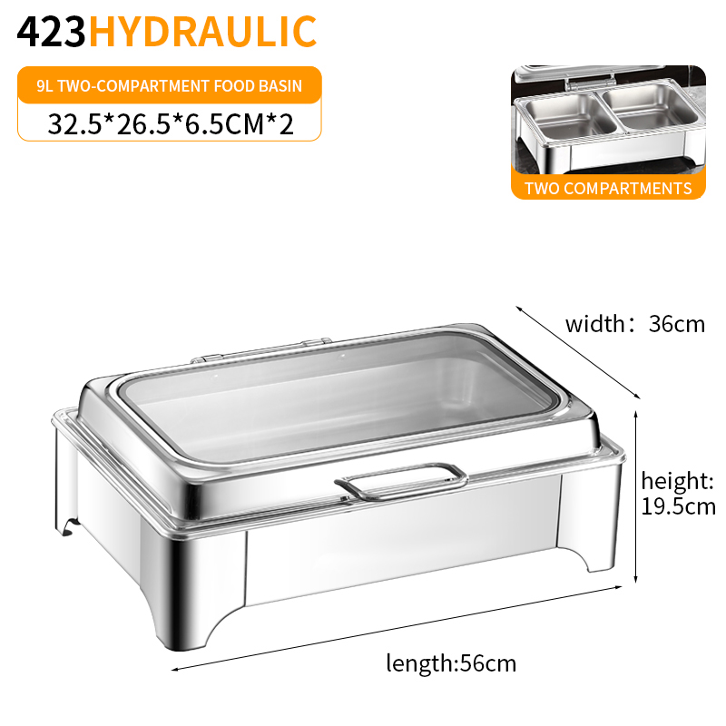 rectangle stainless steel chafing black and gold