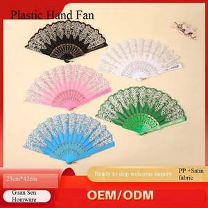 Éventail pliant artisanal en poudre d'or style chinois 2025, cadeau de mariage, éventail à main en plastique pour la danse - Product Image 6