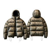 Veste d'hiver pour homme en nylon enduit, à capuche et fermeture éclair, 90% duvet, garnissage 150g-200g, imperméable, style vintage, vente en gros