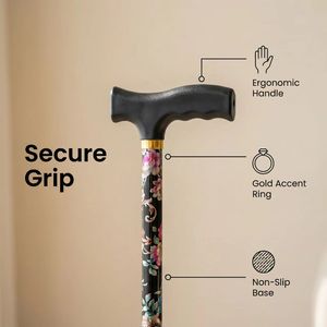 Bastón ajustable de aluminio con diseño impreso para apoyo de personas mayores y uso en exteriores, talla única, azul - Product Image 4