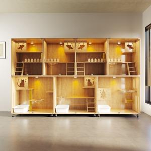 Vetrina per Gatti Personalizzata Ecologica, Villa per Gatti in Legno Massello, Ampio Spazio, Gabbia in Vetro per Gatti, Gabbia per Allevamento di Lusso con Pulsante - Product Image 1