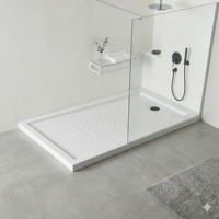 Receveur de douche moderne à surface solide en pierre artificielle haut de gamme de style européen pour base de douche de salle de bain pour salle de douche moderne
