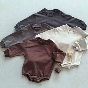 Mono de color sólido Ins primavera Otoño, ropa, traje de gateo para niños y niñas, mono de bebé - Product Image 1