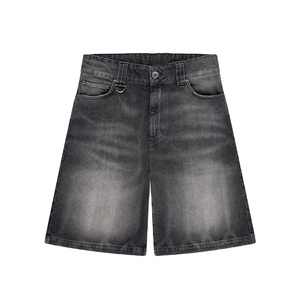 Personalizzato da uomo in pietra Jorts con tessuto in Denim pesante dritto a taglio largo e leggermente con cuciture angoscianti pantaloni <span class=keywords><strong>corti</strong></span> in Denim grigio pietra uomo - Product Image 1