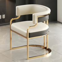 Chaises de cuisine d'intérieur Fauteuil à dossier bas avec pieds en similicuir et laiton Chaise d'appoint pour la maison Boutique de thé au lait Cuisine Salle à manger