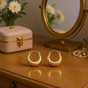 Dardhean Storm Boucles d'oreilles créoles en or blanc, bijoux classiques unisexes à la mode, plaqué or 14 carats E3787 - Product Image 2