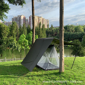 Auvent multifonctionnel 3x3m à 4x6m en tissu Oxford enduit argenté, imperméable et résistant au soleil, pour camping extérieur, type extensible - Product Image 4