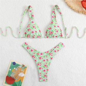 Maillot de bain imprimé numérique personnalisé en usine, bikini triangle fendu pour femme, maillot de bain femme en promotion - Product Image 1