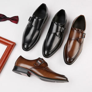 รองเท้าหนังแท้แบบ Monk Strap สำหรับผู้ชาย หัวแหลม ปิดด้วยหัวเข็มขัด สีพื้น เรียบหรู เหมาะสำหรับทุกโอกาส ทุกฤดู - Product Image 5