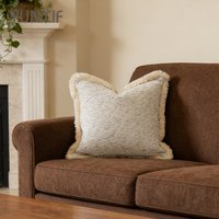 Housse de coussin décorative en tissu doux, style rustique neutre, pour canapé