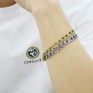 Fashion Figaro Titanium Steel Chain Bracelet Women's 18K Gold Color Geometric Design Jewelry - Product Image 2