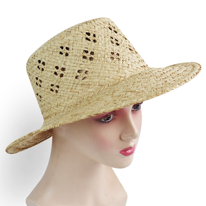 ST13卸売カスタムラフィアストローハット、男女兼用、ファッショナブルな日よけ、アウトドアカジュアル旅行スタイルに - Product Image 4