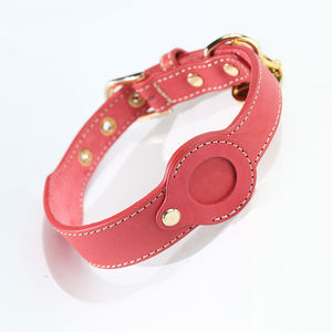 Kalung Hewan Peliharaan Kulit Asli Modern, Awet, Lembut, Dapat Disesuaikan, Kompatibel dengan Apple Locator, Logo Dapat Dikustomisasi, Grosir untuk Anjing & Kucing - Product Image 1