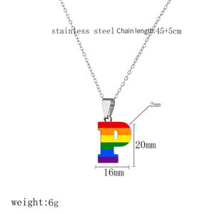 Joyería al por mayor de moda del Orgullo <span class=keywords><strong>Gay</strong></span>, collar con colgante de acero inoxidable con las 26 letras del alfabeto del arcoíris para chicas. - Product Image 2