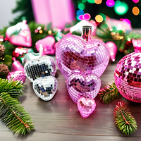 Différentes tailles couleurs personnalisées boule disco en forme de coeur décoration de gâteau fournitures disco pour articles de décoration de fête