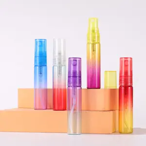 Hot Selling Mini 50Ml Gradiënt Kleuren Glazen Parfumfles Met Gekleurd Deksel En Sproeier